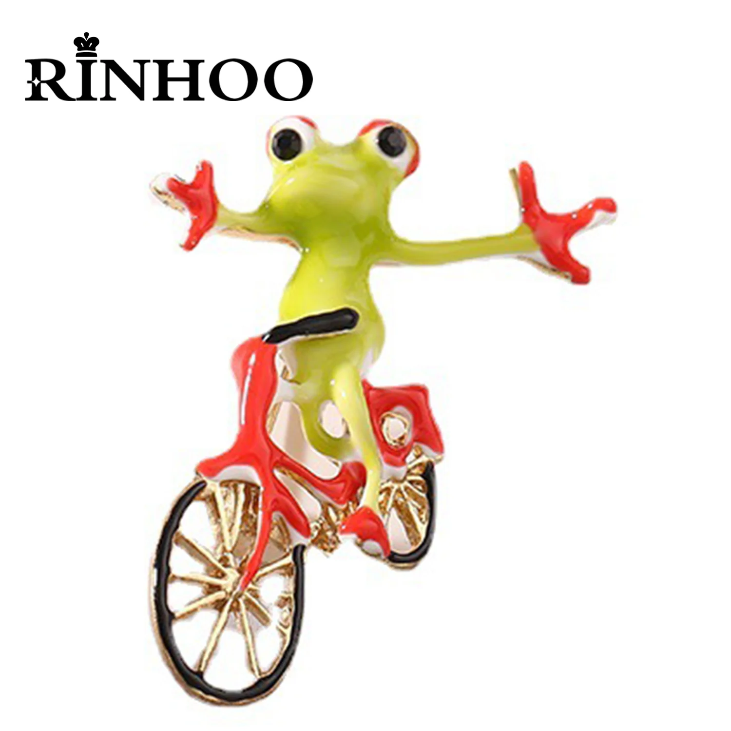 

Rinhoo Cartoon Frog Driver Enamel Pins for Women Drive Bicycle Bike Cycling Froggy Backpack Clothes Lapel Funny Animal Brooches