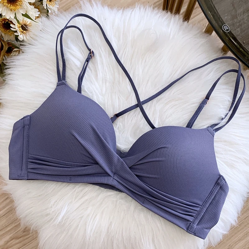 Sexy Deep V Bra Gathered Push Up Chest Women Ladies Lingerie Bandeau Seamless Aoweinisi