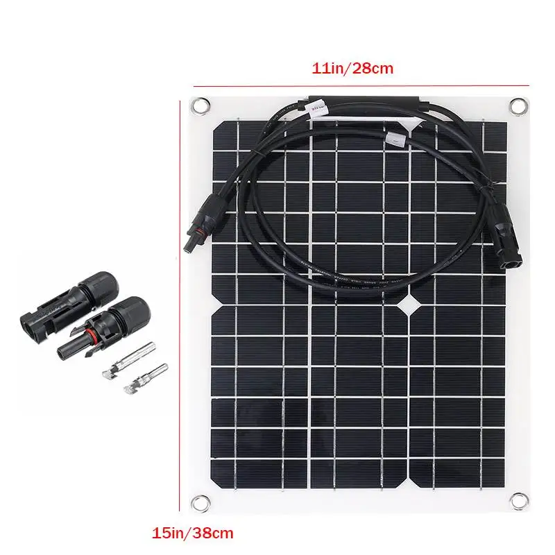 100W/50W Solar Panel 18V USB Monocrystalline Cell Sun Power Module Cable Connector Battery Charger Waterproof for Outdoor | Электроника