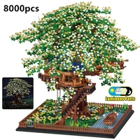 8000pcs city street view tree house model building blocks architecture with lighting house diy bricks toy for children