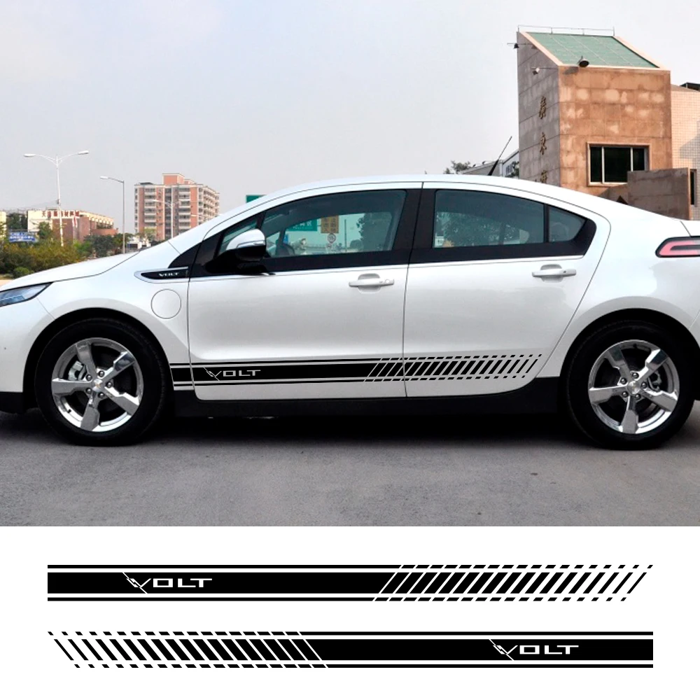 

For Chevrolet Volt 2Pcs Car Door Side Stripes Stickers Vinyl Film Body Decals Stylish Racing Tuning Auto Accessories