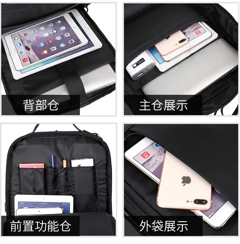 Hifuar, модная мужская школьная офисная сумка для ноутбука, мягкая с usb зарядным портом, на молнии, водонепроницаемый, Противоугонный, повседневный рюкзак