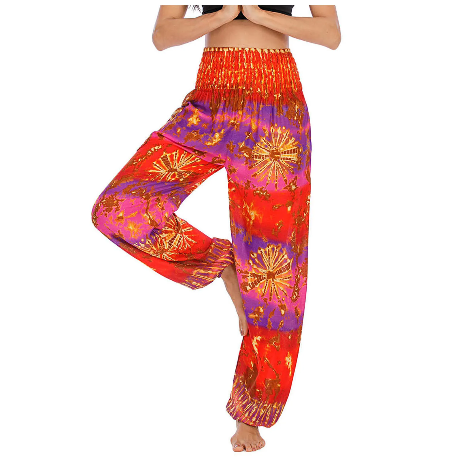 

Men's and women's pyrotechnics printed loose high-waisted lantern yoga pants Women's sexy printed loose-fitting yoga pants