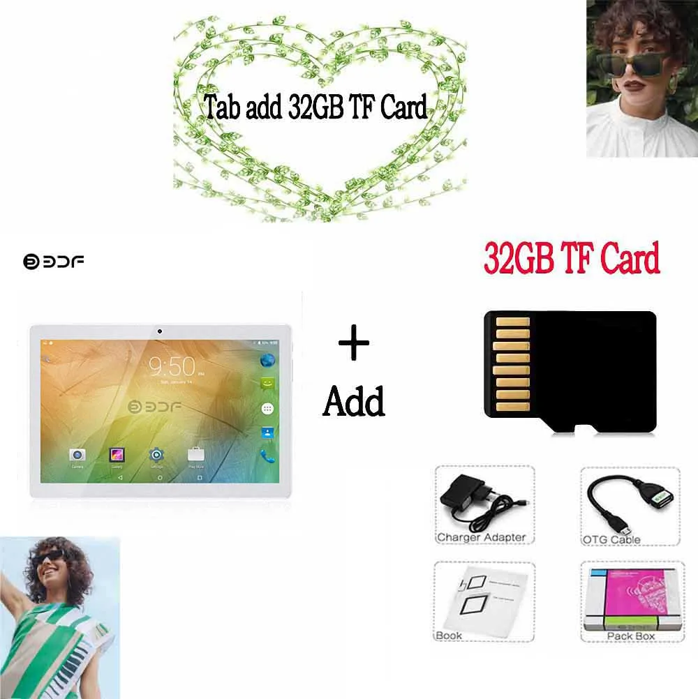 Add 32GB TF Card Русский склад в Москву 10 дюймов 4G LTE мобильный SIM карта телефонный звонок Android 7,0 планшетный ПК 4 Гб+ 64 Гб Восьмиядерный планшетный ПК - Комплект: Add 32GB TF Card