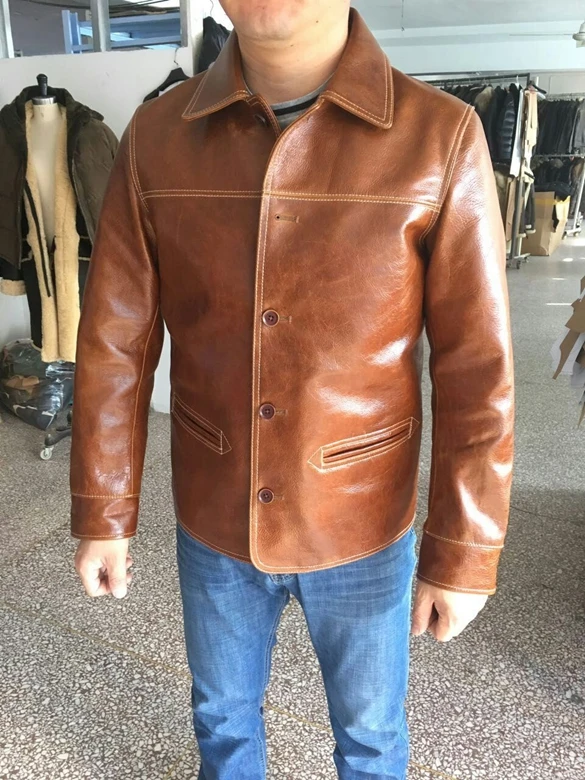 

Men's 100% Genuine Jackets Classic Oil Wax Cow Leather Japan Brakeman Jacket Original