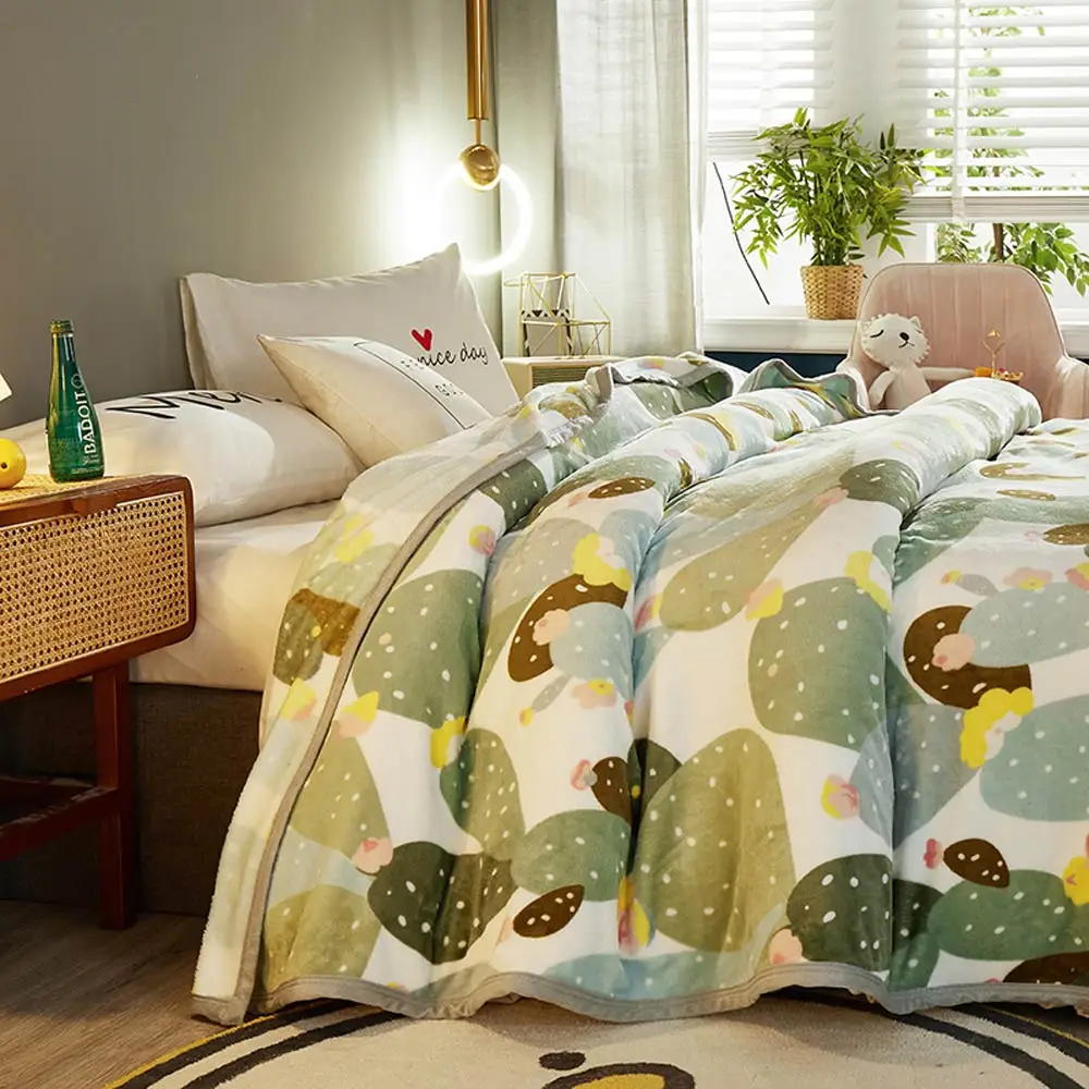 Скандинавские мягкие двусторонние одеяла с рисунком зеленого кактуса пледы