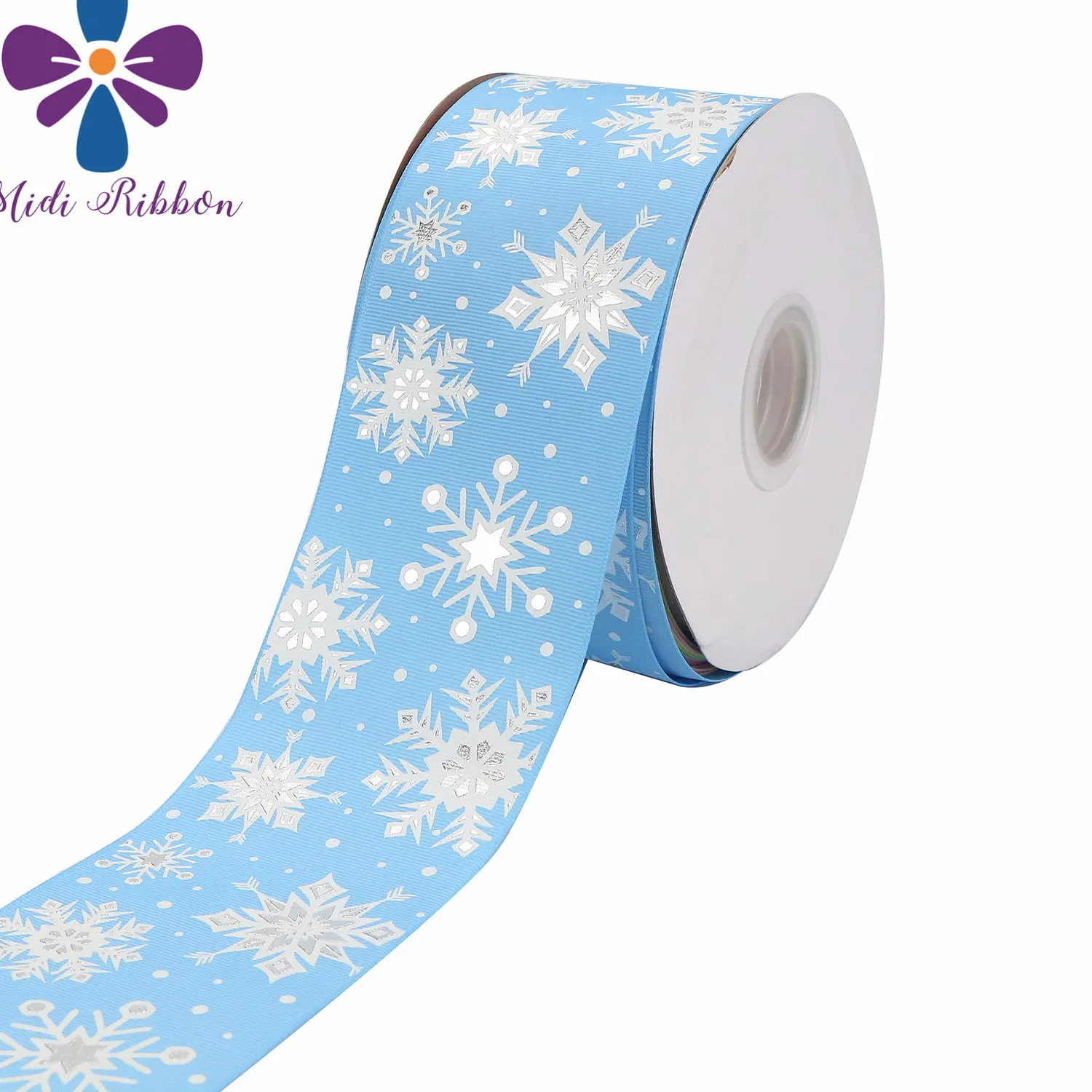 

3"75mm Christmas Snowflake Print Solid / Gradient Holographic Ribbon DIY Party Decoration Hair Knot Material 50 Yards / Roll