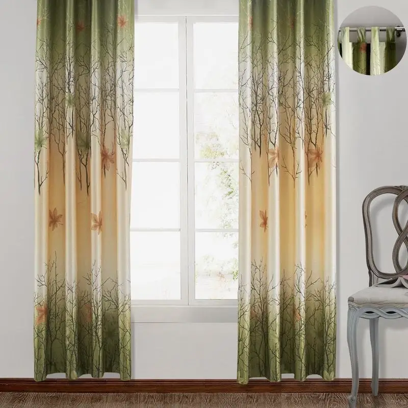 

Ava Tab Top Maple Leaf Print Curtain ChadMade Blackout Curtains for Bedroom Luxury Flower Print Curtain Cafe Curtain Polyester
