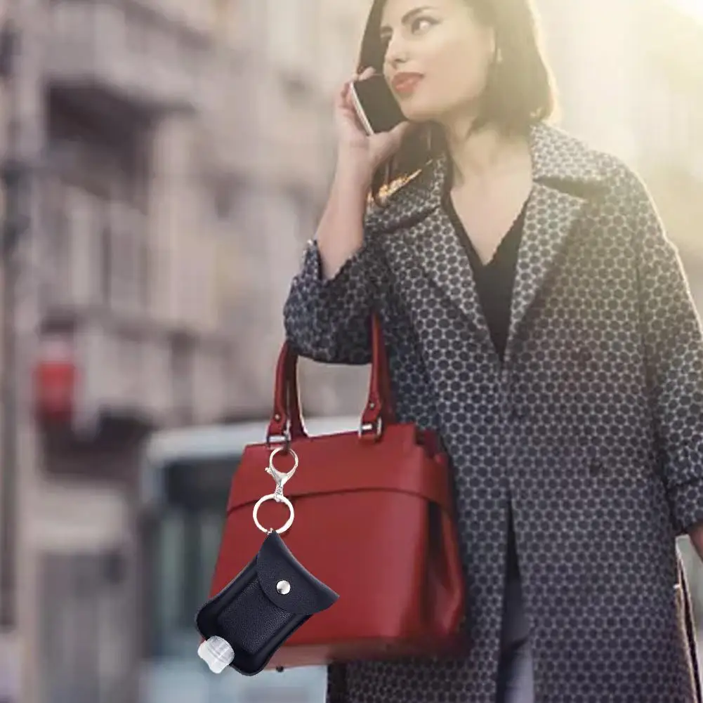 2 унции/60 мл бутылка для путешествий с брелоком и кожаным держателем пустые