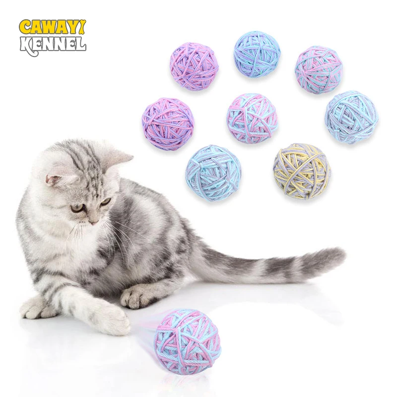 

8 Pcs/set Cat Toys Interactive Soft Wool Ball Training Pet Playing Ball Toy for Cats Kitten Funny Pet Supplies with Catnip D2255