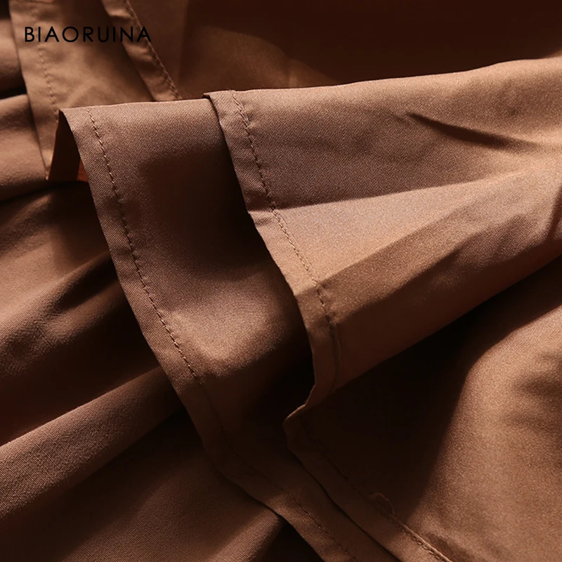 

BIAORUINA Women's 2021 Early Spring New Arrival Navy Style Cascading Ruffles A-line Dress Long Sleeve Loose Vestido