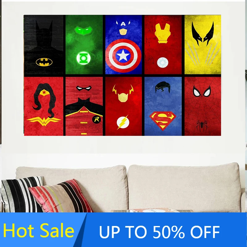 

Картина на холсте Marvel, настенное искусство, голова супергероя, персонажи, плакаты и Мультяшные принты, картины для гостиной, декор детской к...