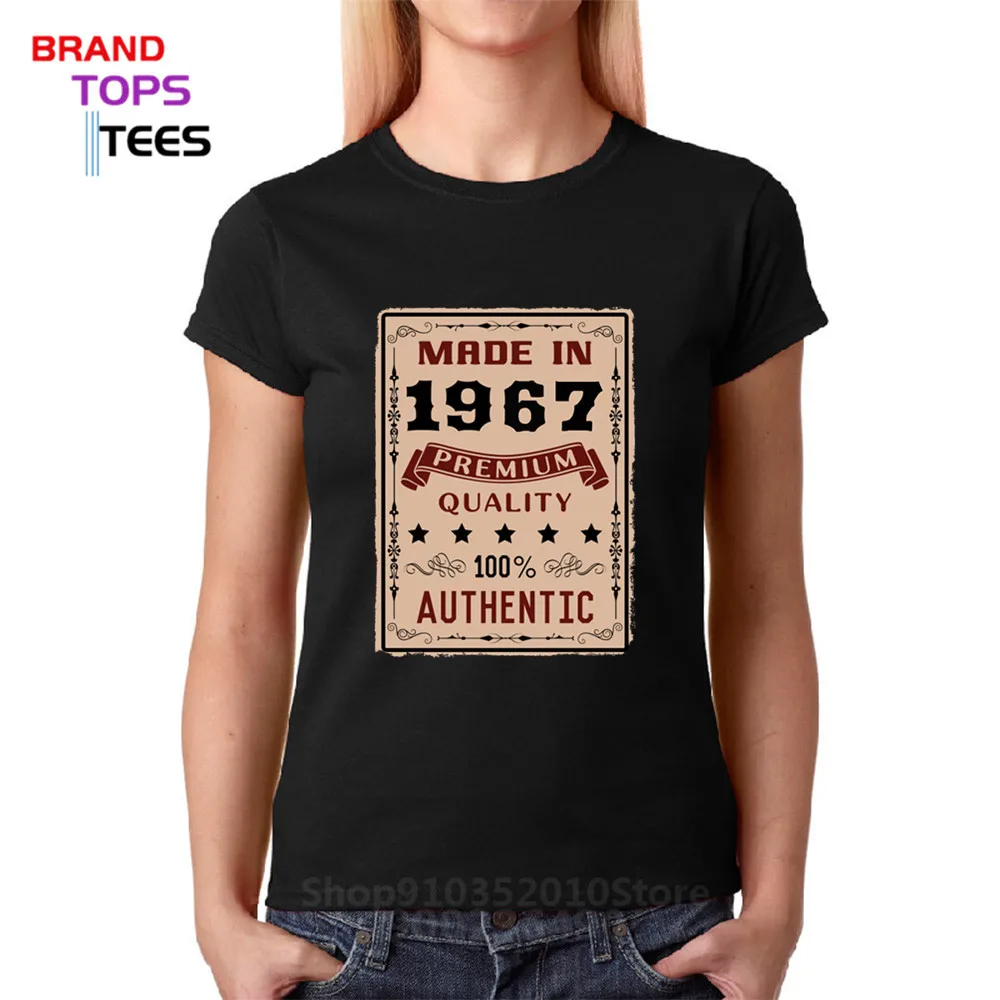 

Premium Quality 100% Authentic Made In 1967 T Shirt Women Fashion Retro All Original Parts Born in 1967 T-shirt Birthday Tees