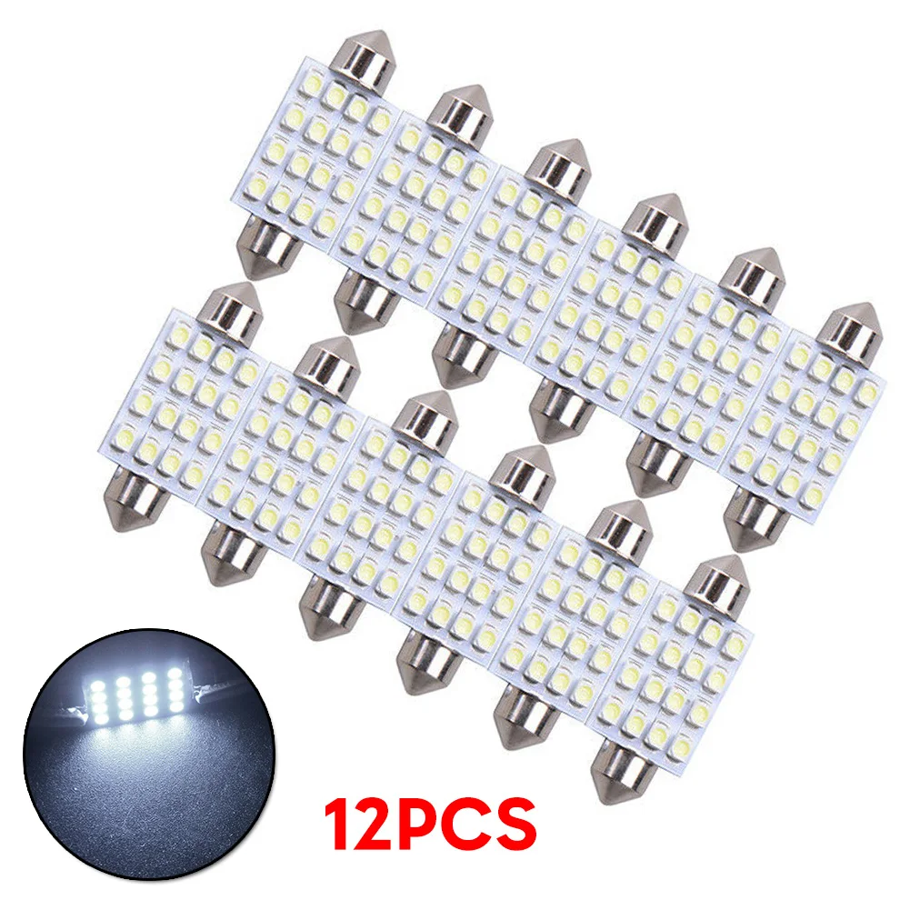 

12 шт. 1210 41 мм 16SMD салона Купол с фестонами светодиодный светильник лампы DC12V белый