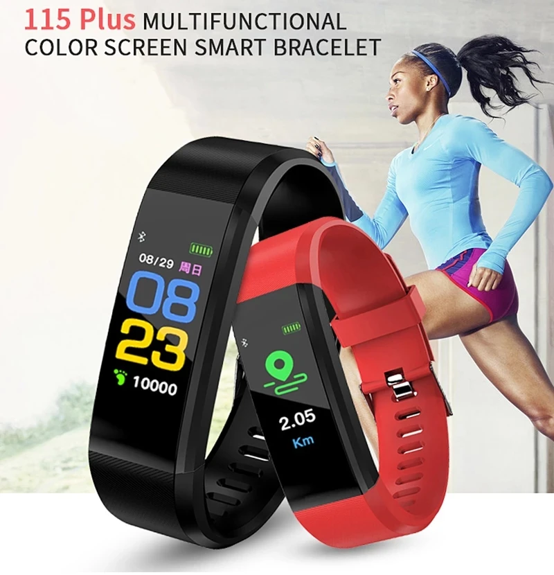

115 Plus Smart Wristband Smart Watch Fitness Tracker Health Heart Rate Monitor Smart Band Tracker Bracelet Waterproof Smartwatch