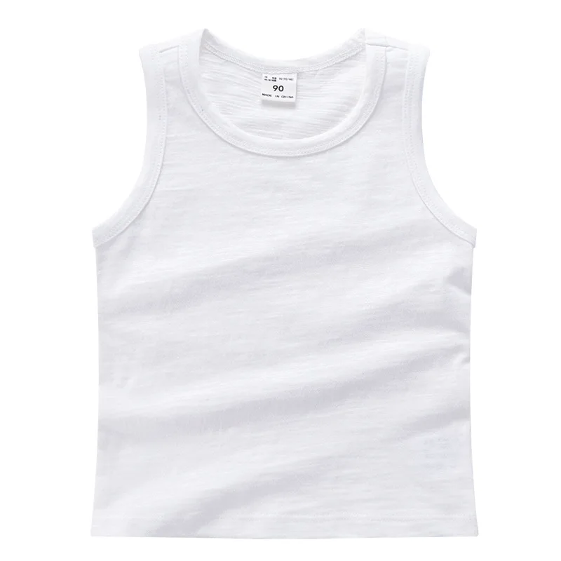 Детское нижнее белье для мальчиков Однотонная майка Топы девочек Летний жилет