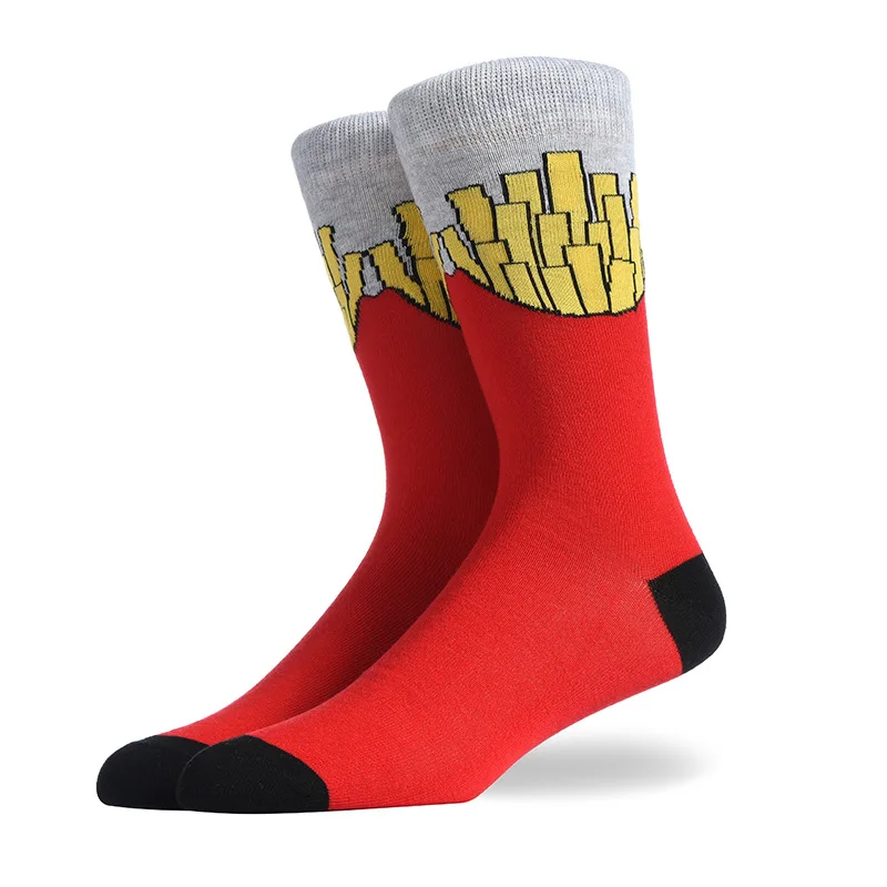 Four season Cotton Socks Men Hip Hop Skateboard Long Sock Casual Colorful Street Fashion Harajuku Man Food Pattern Funny Socks - Цвет: 1