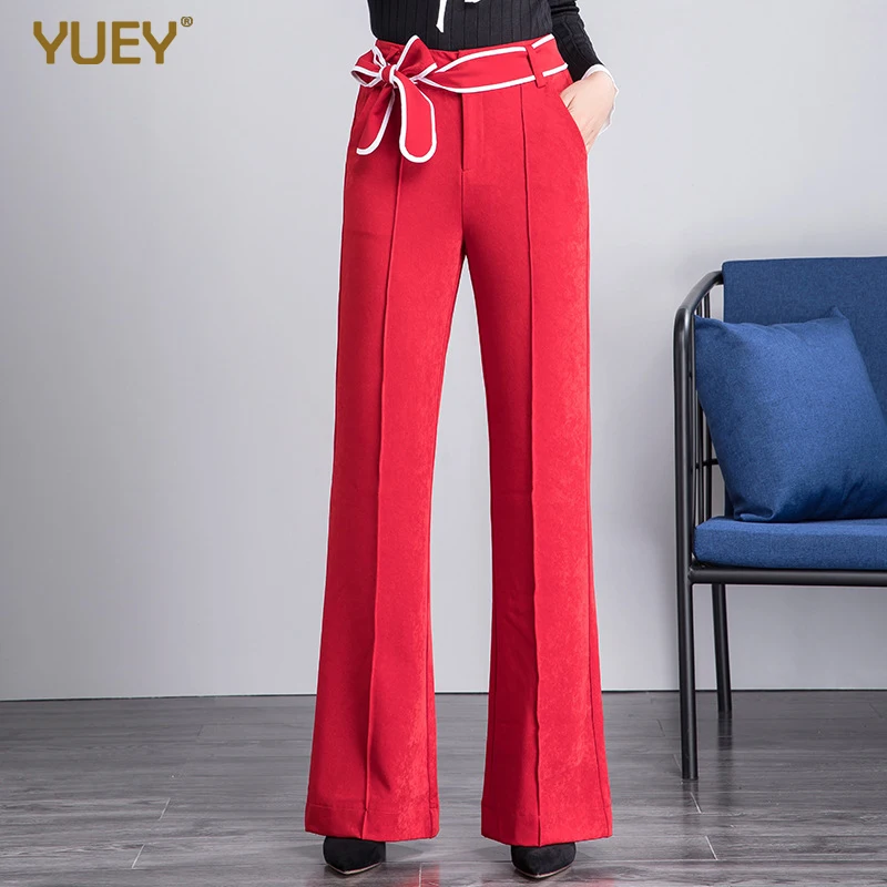 Женские модные однотонные черные и красные широкие брюки с высокой талией