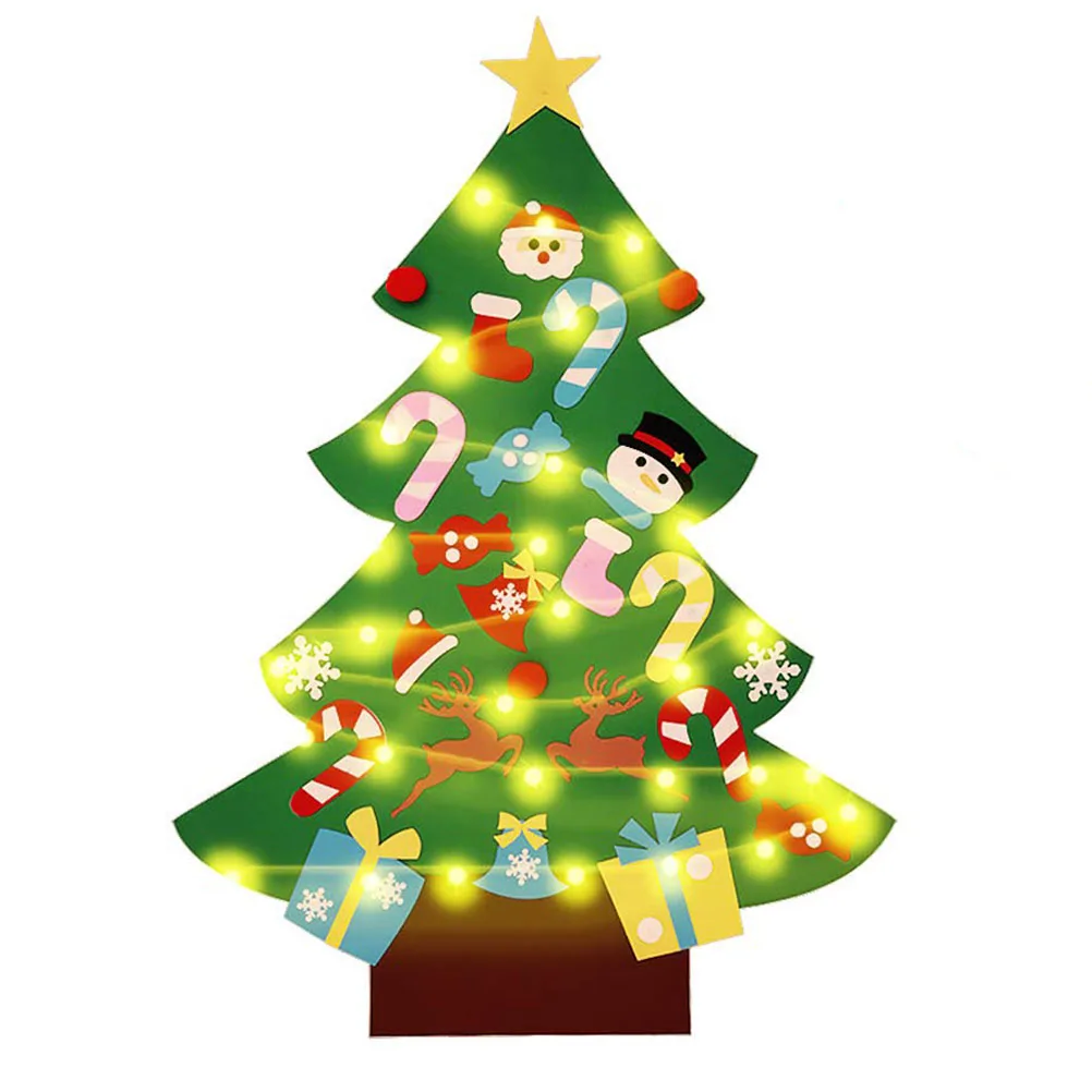DIY Войлок Рождественская елка с светодиодный гирляндой рождественские украшения