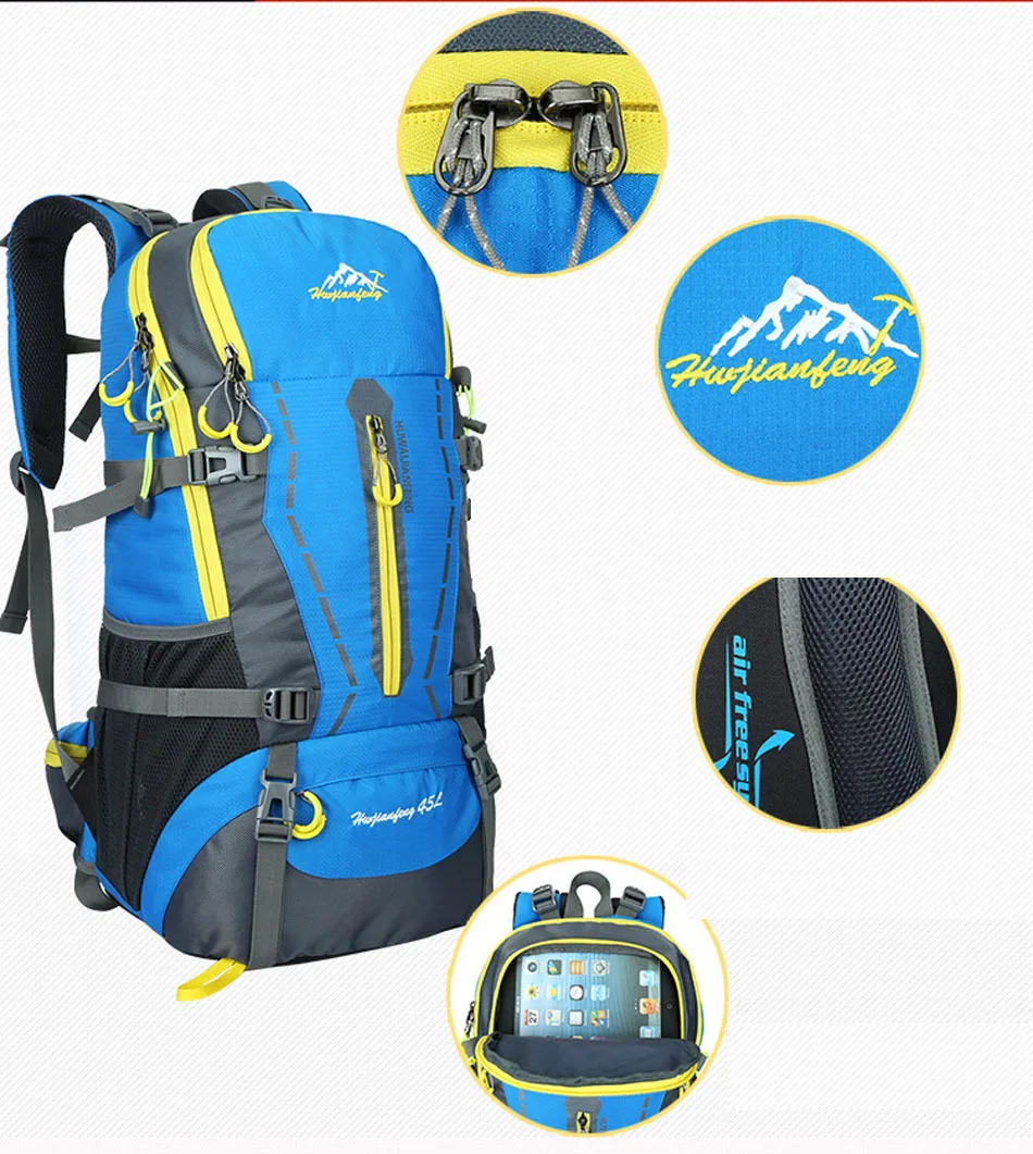 45L Men Women Climbing Travel Riding Sport Bag Water Resistant Rucksack Outdoor Camping Hiking Backpack Military Tactical Bags