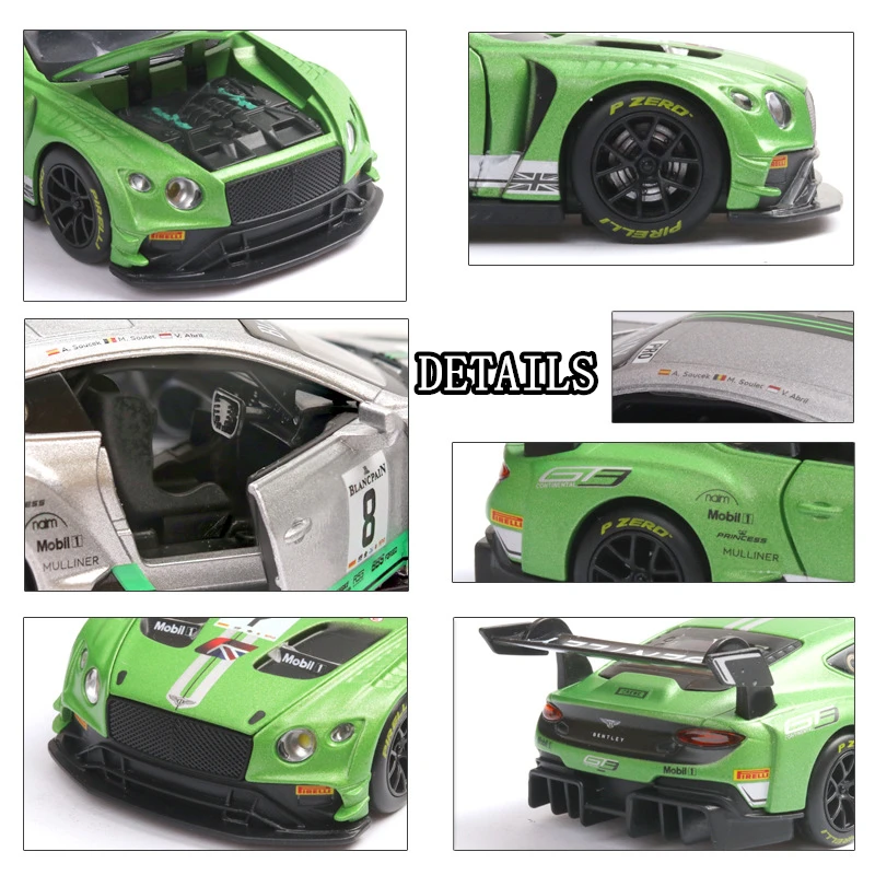 

1:32 Bentley GT3 car model car racing racing super sports car simulation collection gift pull-back vehicle