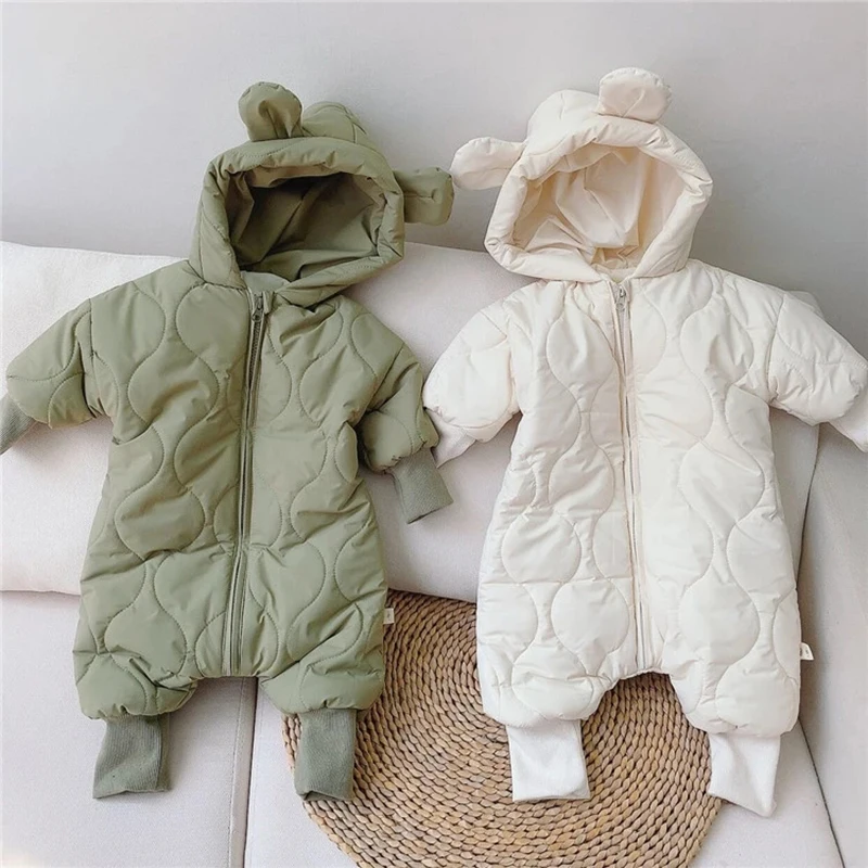 

Newborn Girl Jumpsuit Hooded Winter Infant Overalls Baby Born Clothes Boy Warm Snowsuit Coat Kid Bear Romper Toddler Outerwear