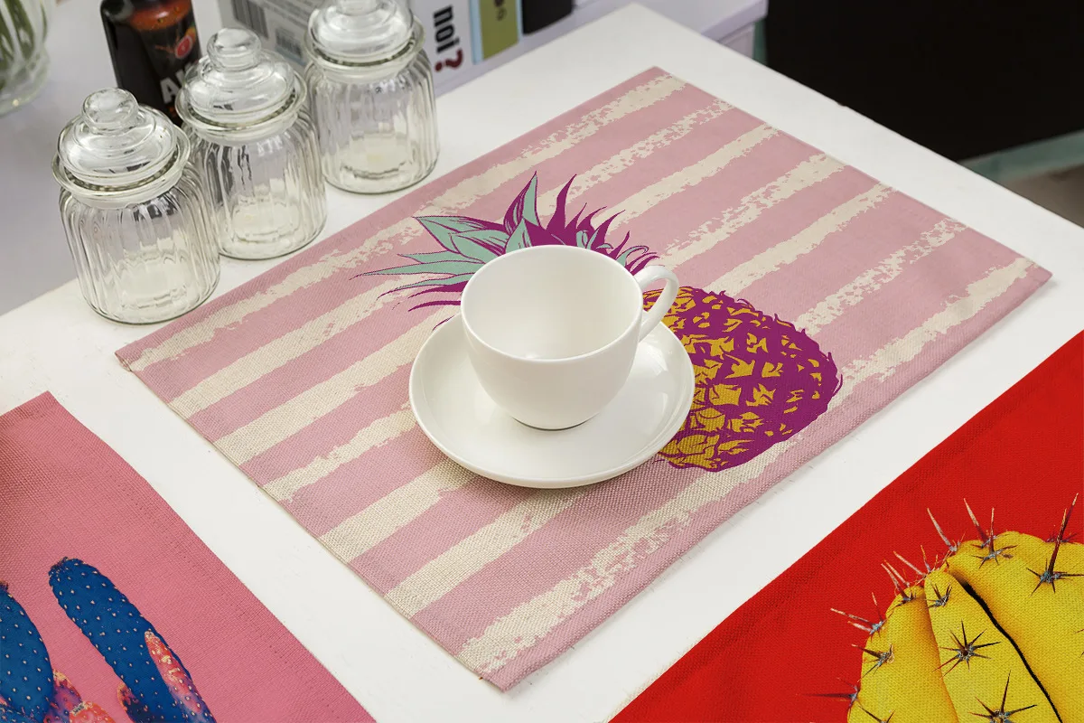 Подставки под напитки с принтом розового ананаса и кактуса коврик для обеденного