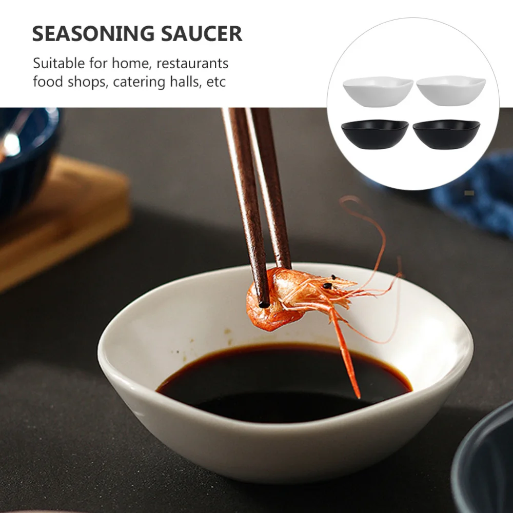 

4pcs Ceramics Seasoning Saucers Delicate Seasoning Dishes Condiment Dishes