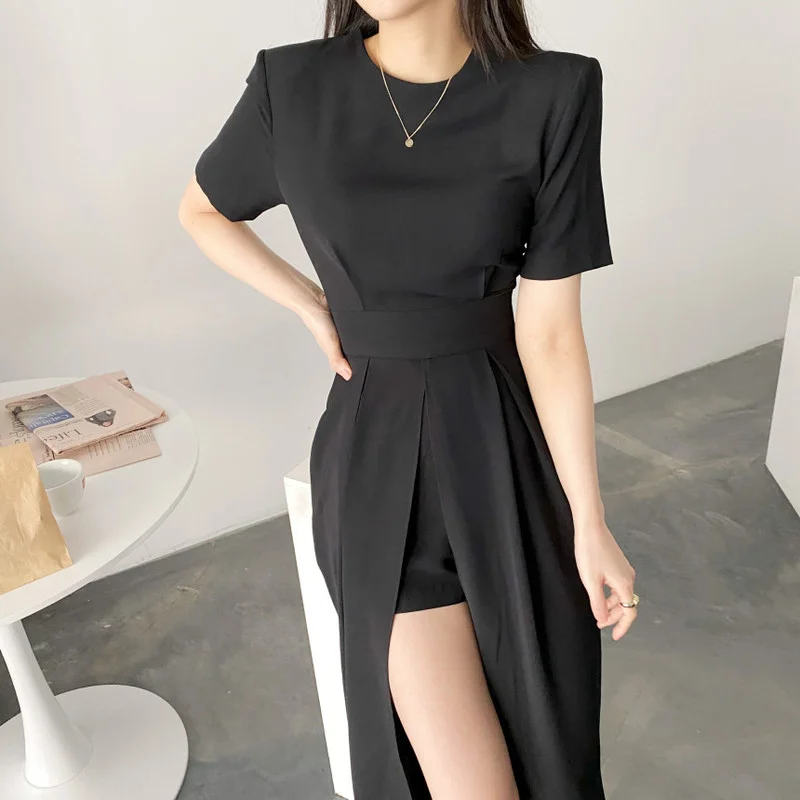 

Vintage Split Office Lady Dress Women Elegant Korean Fit Chic Yellow Midi Dresses French Retro Designer Casual Summer Dress 2021
