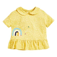 children summer baby girl clothes rainbow tee tops brand yellow dot cotton breathable soft cute t shirt for kids 2 7 years
