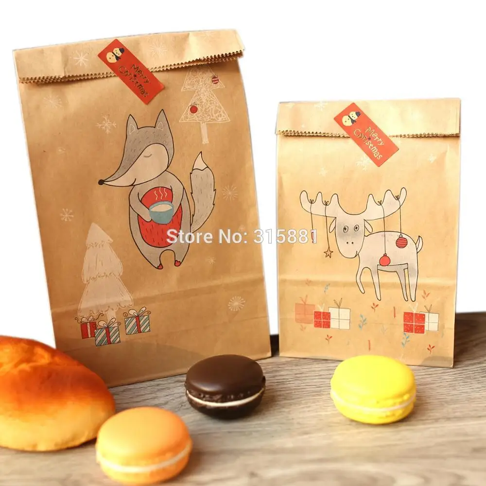 Рождественский пакет из крафт бумаги для упаковки подарка упаковка конфет