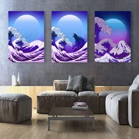 home decoration hd print pictures wall artwork modular kanagawa fuji synthwave poster canvas painting for living room framework