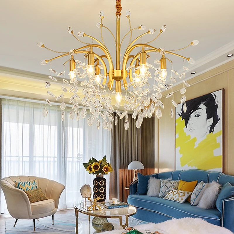 

Nordic LED Crystal Gold Chandelier Luxury Kitchen Dining Living Room Decoration Bedroom Lamp Lustre Pendente Hangiing Lights