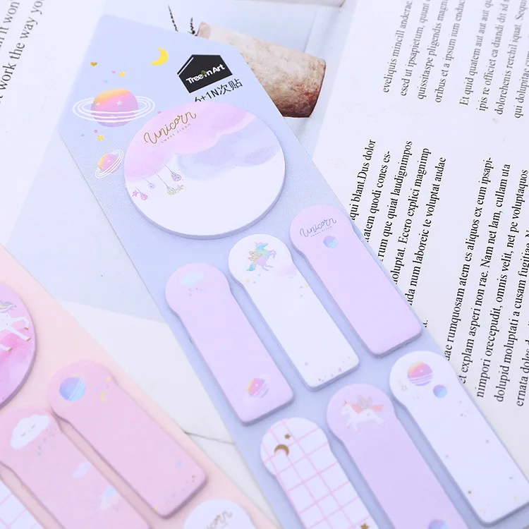 Kawaii космическая планета Единорог 7 Комбинации Блокнот N раз бумаги для заметок на