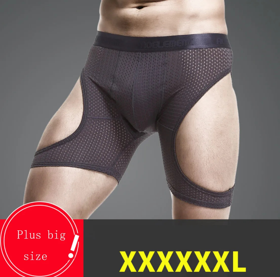 

Men Breathable Mesh Boxer Trunks With Pouch Male's Big And Long Mid-Waist Nylon Underwear Boy big Tall Shorts Sport Lenceria Gay