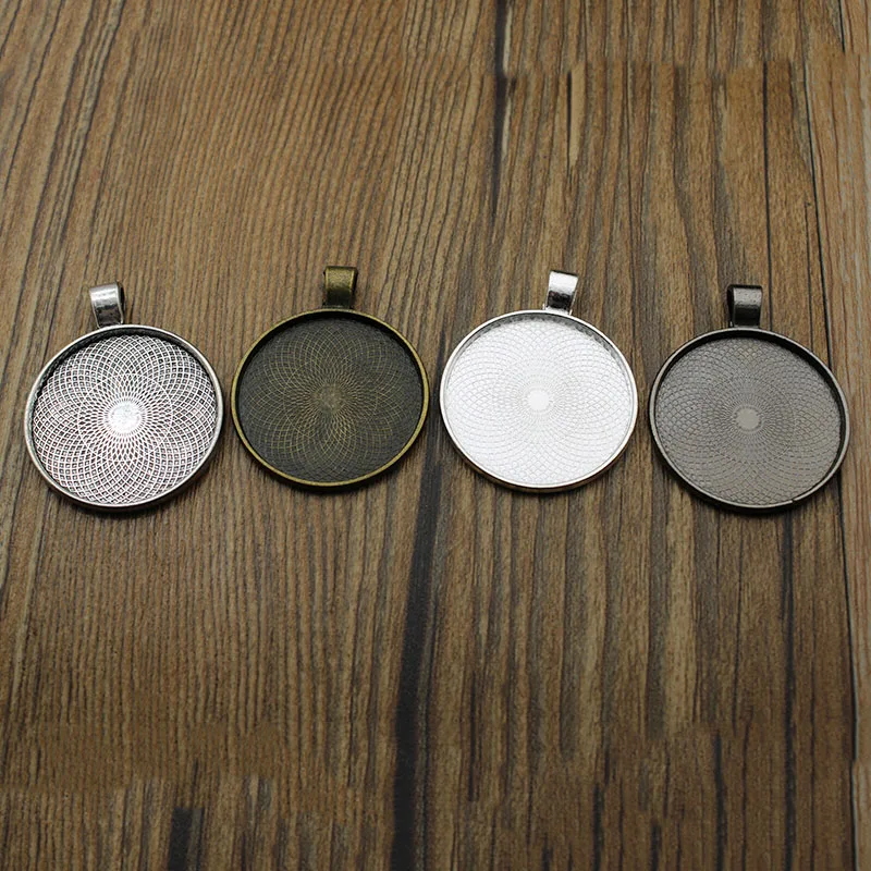 5 шт./лот круглый кулон Пустые Настройки кабошоны базы ободок лотки подходят 30 мм