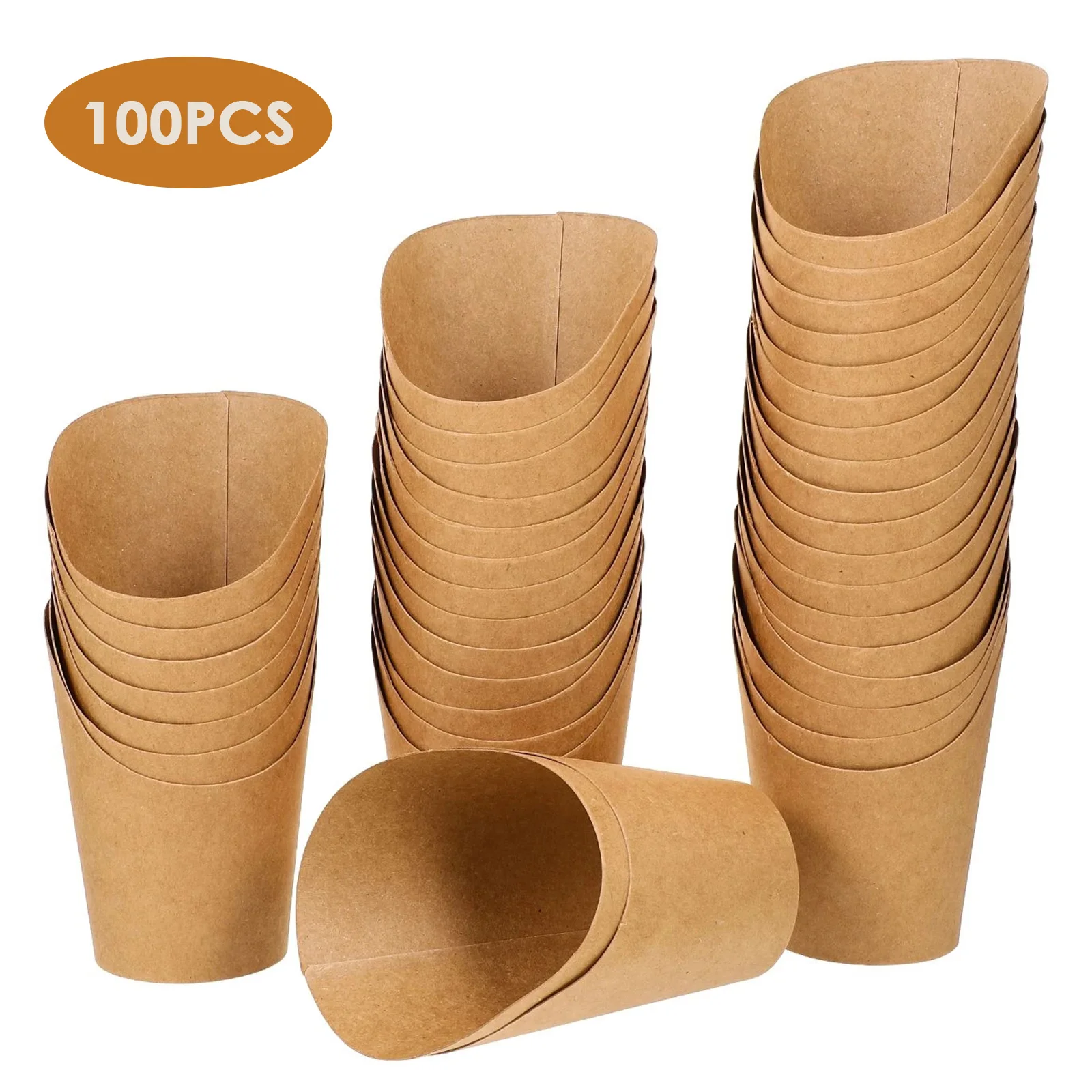 100pcs Kraft Paper Potato Chips Box Disposable Paper Bags,french Fries Cup,food Bags,snack Packing Boxes,Hand Holding Snack Cup