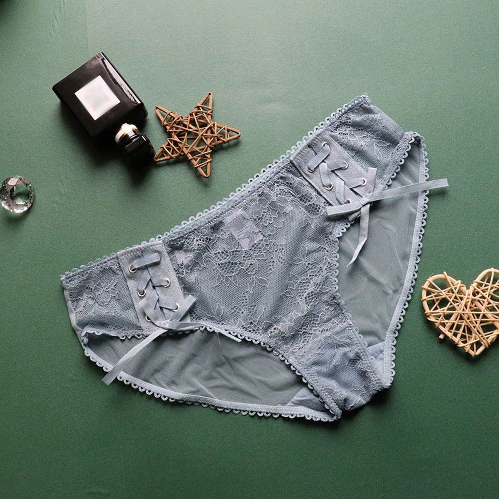 

New Lace Sexy Panties Women Bowknot Transparent Temptation Low-Waist Briefs Female Breathable Comfortable Ladies Underwear