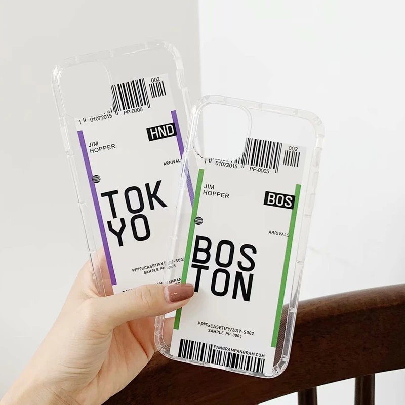 KEXIN Funny Travel Label Country Phone Case For iPhone 11 Pro XS MAX XR X 7 8 Plus Flight Ticket Letter Soft Silicone Back Cover |