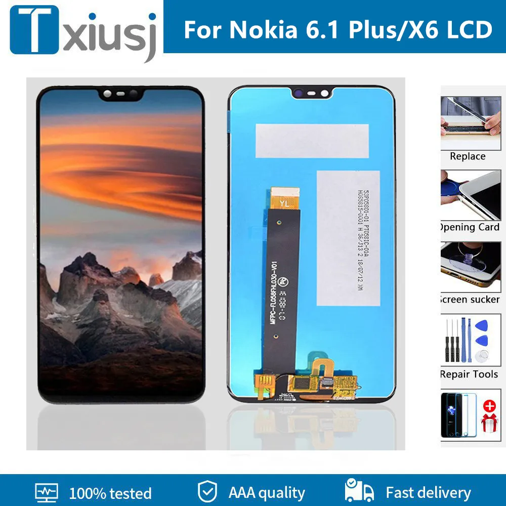 5 8 &quotОригинальный ЖК дисплей для Nokia 6 1 Plus X6 с сенсорным экраном и дигитайзером в