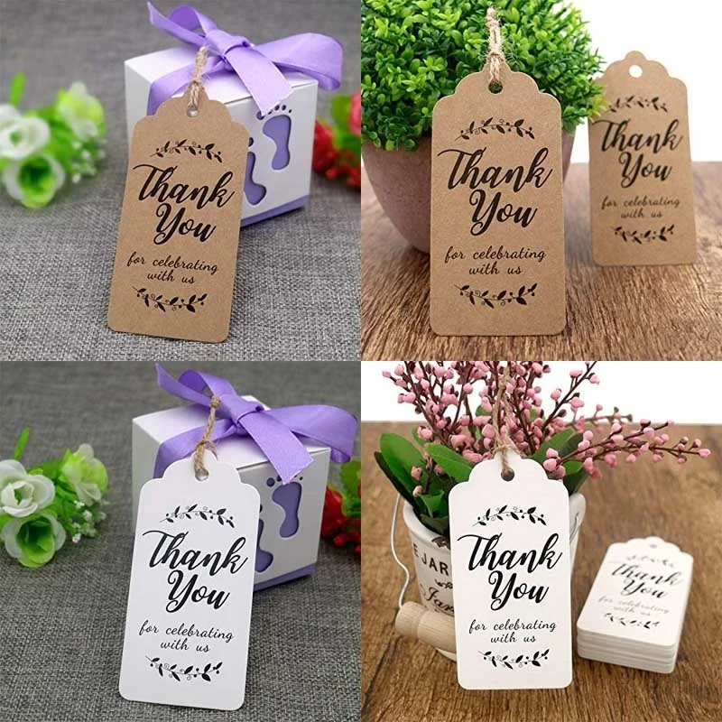 300 шт./упак. крафт бумага ярлыки для подарков спасибо что отмечали с нами ручной