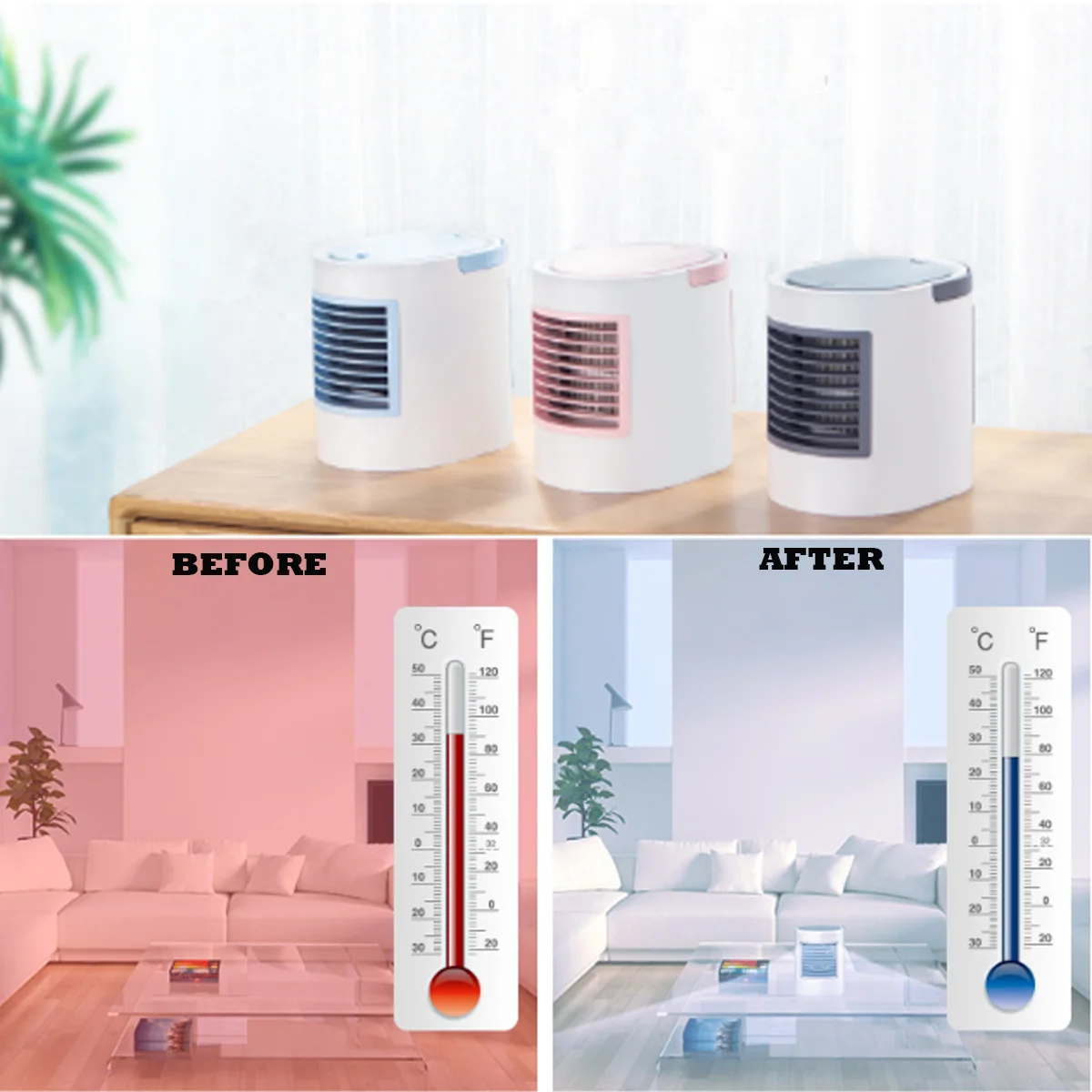 

USB Mini Portable Air Conditioner Humidifier Purifier LED night Light Desktop Air Cooling Fan Air Cooler Fan for Office Home