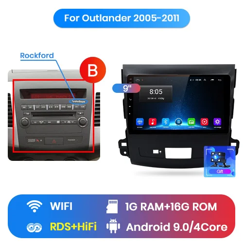 Junsun V1 2 дин магнитола андроид 8.1 навигатором For Mitsubishi Outlander xl 2007 2008 2011 Android 8.1 Штатное Головное устройство для Мицубиси Аутлендер 2 штатная магнитола автомобильная мультимедиа aвтомагнитола 40 - Цвет: WIFI (1GB 16GB) B