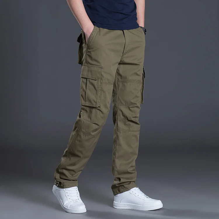 

Men's Cargo Pants Mens Casual Multi Pockets Military Large size Tactical Pants Men Outwear Army Straight slacks Long Trousers