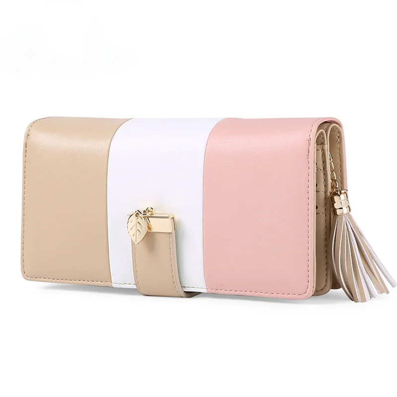 

2021 New Women's Wallet Anti-degaussing Rfid Large-capacity Color Matching Wallet Tassel Zipper Multifunctional Clutch