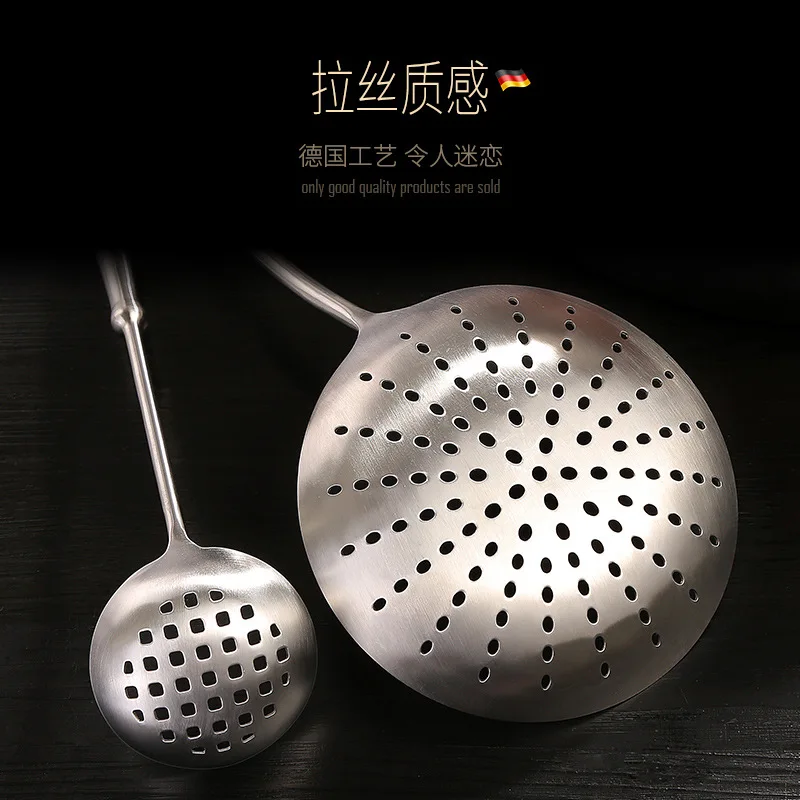 

Stainless Steel Scoop Household Kitchen 304 Scoop Frying Chafing Dish Filter Spoon Noodles Scoop Kitchen Essentials Strainer