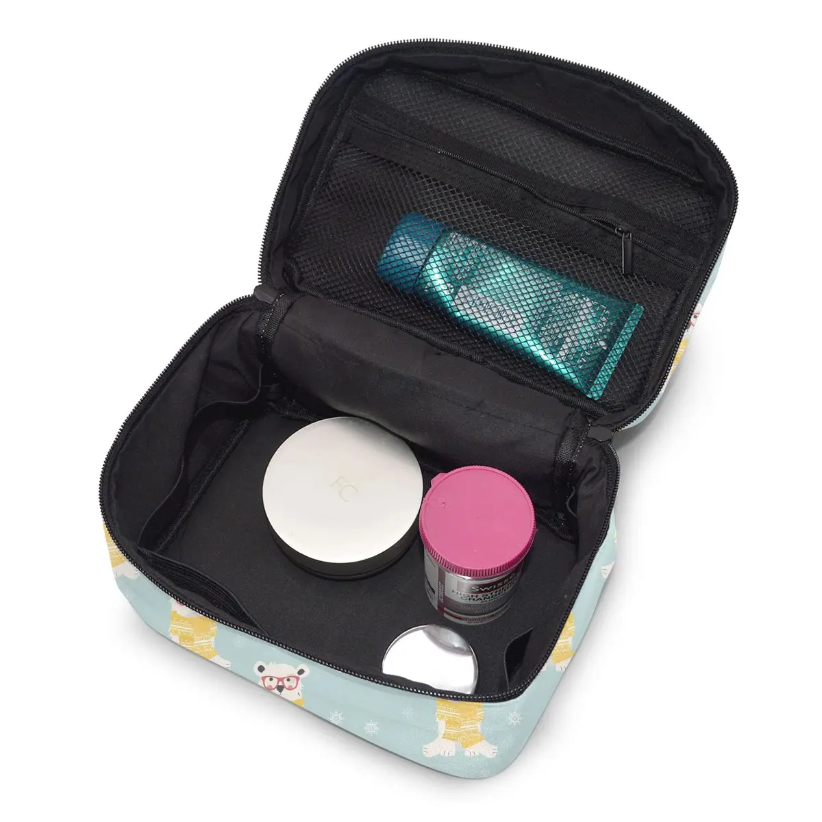 

Women's Travel Organization Beauty Cosmetic Make up Storage Lady Wash Bags Cute Winter Bears Handbag Pouch