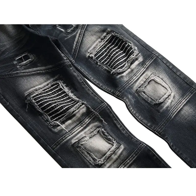 Модные мужские рваные джинсы 2020 повседневные Прямые облегающие эластичные