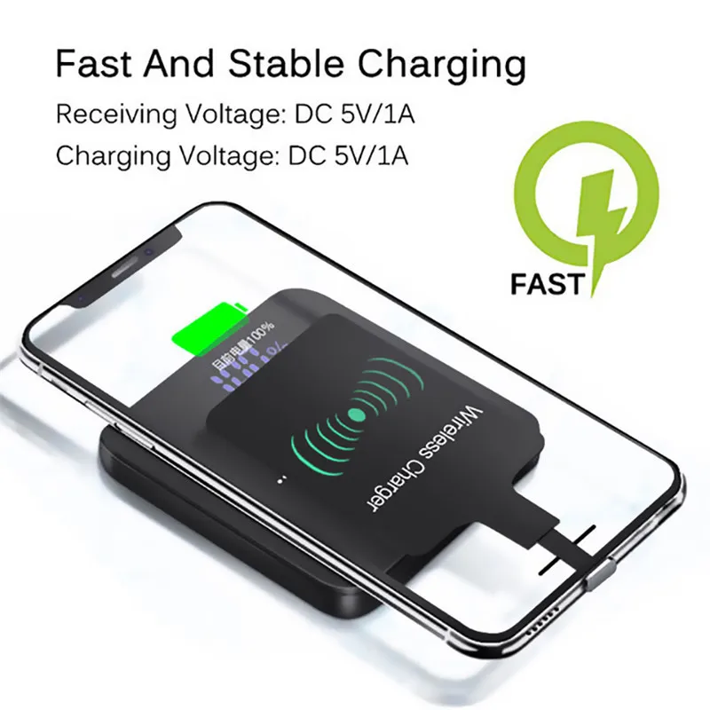 

Micro USB Type C Universal Fast Wireless Charger adapter For Samsung huawei For iPhone For Android Qi Wireless Charging Receiver