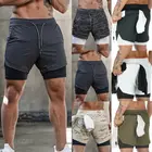Мужские спортивные шорты для тренажерного зала Бег дышащие тренировки для фитнеса двухслойная рубашка со скрытыми карманами повседневные шорты